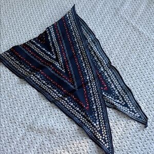Navy and Red Patterned Diamond Shape Scarf